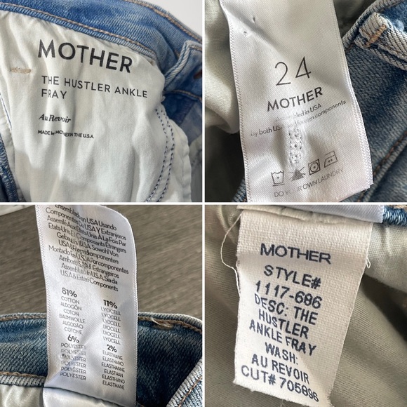 MOTHER The Hustler Ankle Fray Au Revoir Jeans 24 High Rise Light Wash Denim Boho - Picture 12 of 16